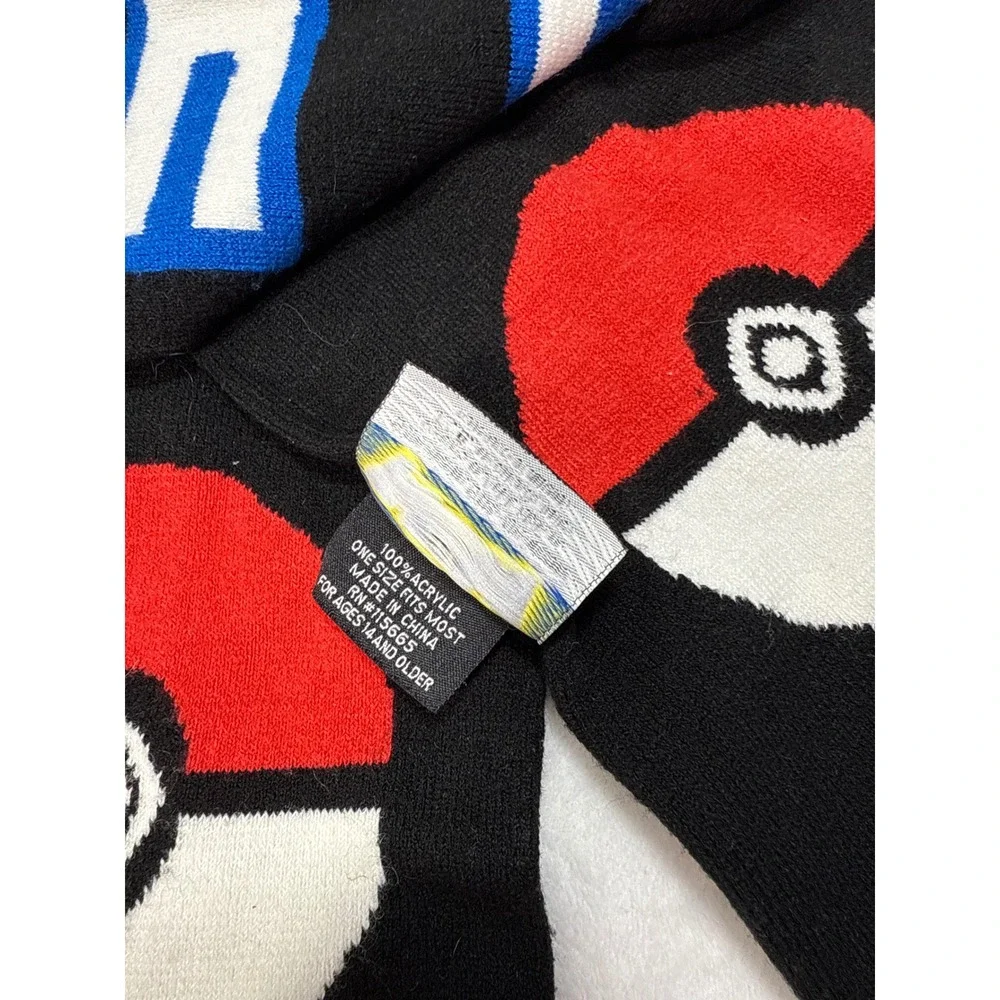 Pokemon Pokeball Nintendo Gotta Catch Em‎ Scarf 74x7 Winter Knit Black/Red/Blue